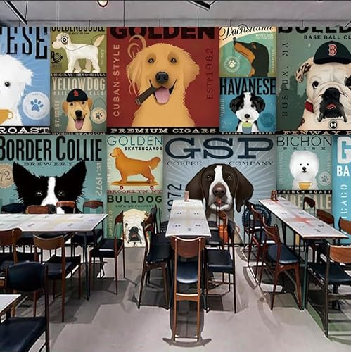 Grande Fresque Murale Pour Chambre D'Enfant Fond D'Écran Chien Cartoon Papier Peint 4 Papier Peint Thème Anima Papier Peint 3D Salon TV Salle de Séjour Chambre à Coucher Mural Enfant-430cm×300cm