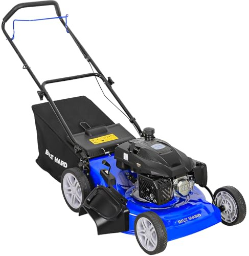 BILT HARD 21 Inch Lawn Mower Gas Powered, 4-Cycle 144cc Engine, 3-in-1 Push Lawnmower with Bagging, Mulching & Side Discharge, Adjustable 8-Positions Cutting Height, Easy Start