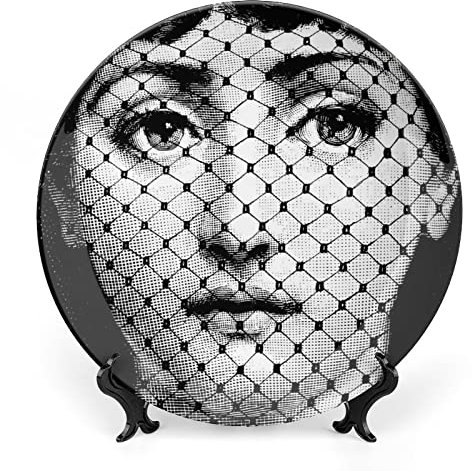 Lina Cavalieri - Piatto decorativo Fornase, da appendere alla parete, con staffa e speciale gancio a molla, stile 2,8 cm