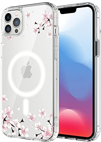 UNNKINE Magnetic Sakura Case for iPhone 11 Compatible with MagSafe Wireless Charging Cute Cherry Blossom Design Shockproof Anti-Scratch Cover for Men&Women (Clear) for iPhone 11