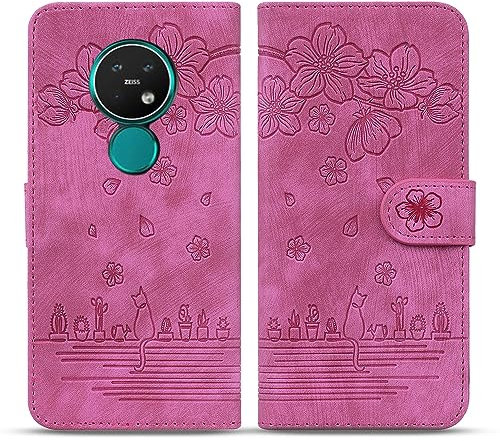 Bxithnr® Coque pour Nokia 7.2 / Nokia 6.2, Protection Housse en Cuir PU Premium Etui à Rabat Pochette de Portefeuille et Magnétique Flip Folio Phone Case avec [Fonction Support] - Rose