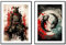 MJ-Graphics | Poster Set Japan Samurai Bushido Wohnzimmer & Schlafzimmer | 2x Din A3 300g Qualitätsdruck | Meditation Zen | Schwarz-Rot Wanddeko ohne Rahmen