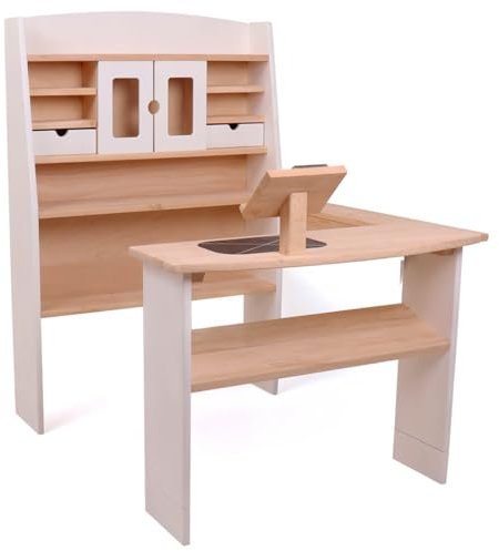 Kinder Kaufladen aus Massivholz | Mit Kasse, Scanner & Regalen | Viel Kaufmannsladen Zubehör aus Holz erhältlich! 3014W