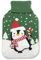 Wärmflasche Pinguin im Schnee mit Zuckerstange, 2 L mit Strickbezug - Bettflasche, Wärmekissen, Weihnachten, Winter