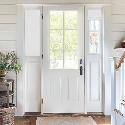 Vatge Classroom Door Curtain - Sidelight Curtains for Front Door, Small Window Covering for Office Glass Window, 1 Panel, W12 x L40, Greyish White