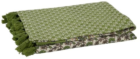 J-Line Plaid/STRANDMATTE Blumen Baumwolle GRÜN