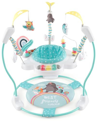 COSTWAY Jumperoo per Bambini, Centro attività Saltella con Altezza Regolabile, Gioco Saltellante con Sedile Girevole a 360°, Saltarello per Neonati con Luci e Suoni per Bambini 6+ Mesi (Blu)