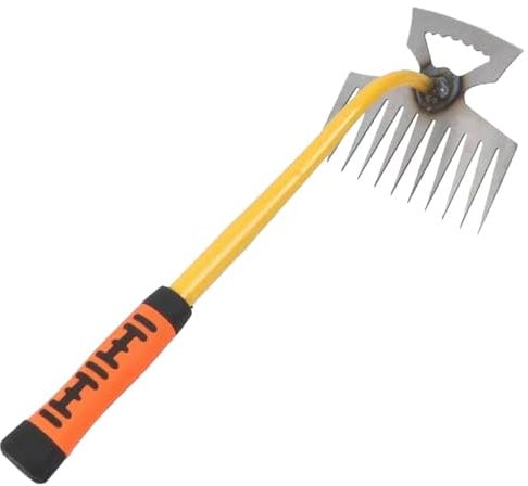 MOGADEE® Unkrautjäter 1 Stück, Unkrautstecher mit Stiel 40cm, Mit 11 Zähnen 2in1 Unkraut Entferner Gerät, Handjätgerät Edelstahlmaterial, Fugenkratzer Mit Stiel Gartenhelfer