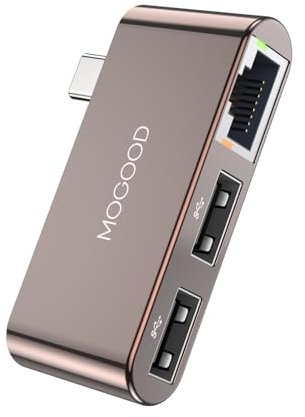 MOGOOD Adattatore da USB C a Ethernet, (con cavo da maschio di tipo A a femmina di tipo C) Hub USB C con RJ45 100Mbps, adattatore di rete LAN con 2 porte USB2.0 per MacBook Pro/Air, Surface Laptops