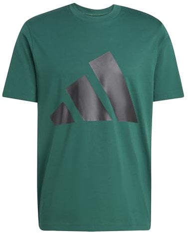 adidas Herren Essentials BIG Logo Single Jersey Tee, Collegiate Green/Black, S