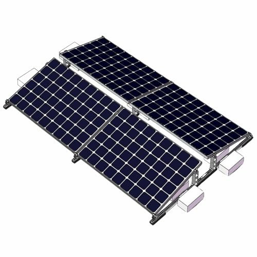 JObest Solarpanel Halterung Ballastiertes Flachdach-Montagesystem für 4 Solarmodule | Süd/Ost/West-Ausrichtung | 10° Neigung | Vormontiert & Dachschonend (EPDM-Gummi)