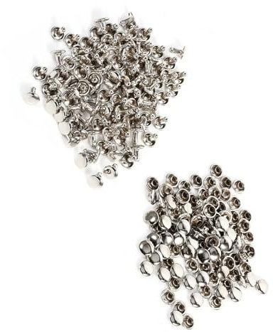 100 Ensembles de Rivets en Cuir 8x8mm, Rivets Ronds à Double Capuchon, Goujons Métalliques Tubulaires, Décoration de Pointes pour Sacs, Chapeaux et Chaussures (Argent)