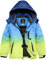 GEMYSE Jungen Wasserdichte Skijacke Winddichte Fleece Outdoor Winterjacke Regenjacke mit Kapuze(Blau-Gelber Farbverlauf,140-146)