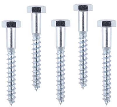 RADSO® M8 (8mm x 65mm) Hex Head Coach Screw - Zinc Plated-DIN571- For Wood, Masonry, Brick, and Concrete. Ideal for TV, Fence, Shelves, Decking and other Professional & DIY Projects- Pack of 10