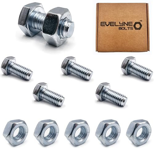 Lot de 5 écrous et boulons M10 (boulons M10 x 20 mm et écrous M10) Boulons hexagonaux entièrement filetés