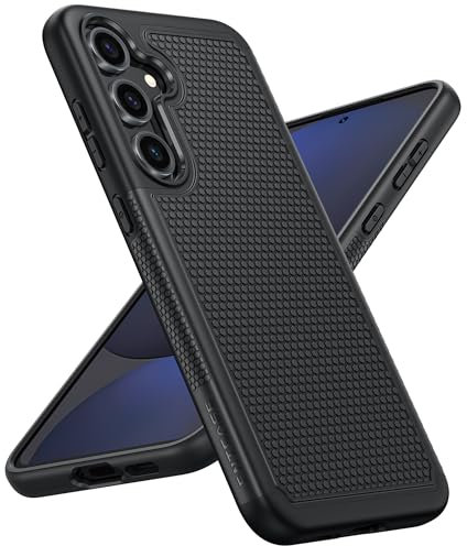 FNTCASE für Samsung Galaxy S24-FE Hülle: Dual Layer Schutzhülle Handyhülle Robuste Stoßfest mit Anti-Rutsch Textur Rückseite - Militärischer Schutz Langlebig Bumper Mobiltelefone - 6,65 Zoll (Schwarz)