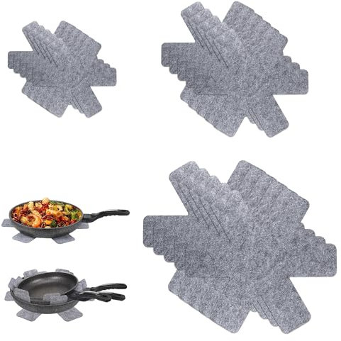 Kssvzz 15 Pcs Pan Protectors for Stacking, 3 Sizes Pan Separators Protectors, Non-Slip Pot Dividers Pads for Protecting and Separating, Premium Polyester