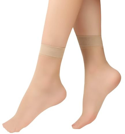 Genérico Calcetines Transpirables Medias Rosa Fucsia Mujer 6 de calcetines tobilleros transparentes de nailon para mujer, calcetines hasta el tobillo, medias Medias De Socks (Khaki, One Size)