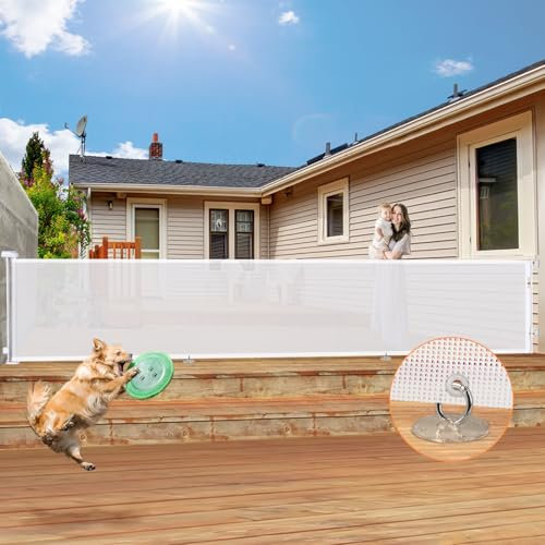 300cm Retractable Extra Wide Stair Gates for Baby & Dogs, Mesh Pet & Baby Gates for Stairways/Hallways/Indoor/Outdoor