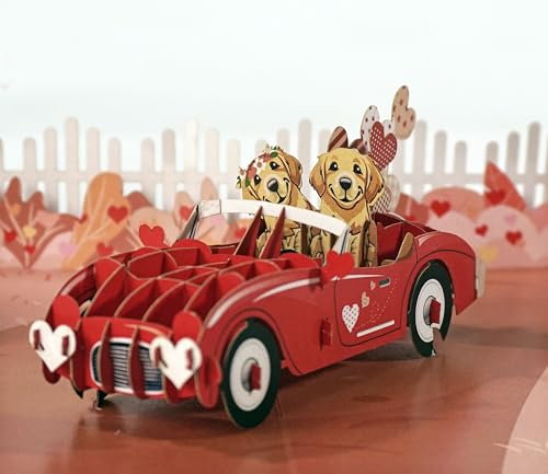 CUTPOPUP Jede Menge Liebe- 3D Karte Liebe, Hochzeitskarte, Valentinskarte, Karte Hochzeitstag, Geburtstagskarte Frau für Ehemann, Ehefrau, Sie, Ihn, Paar (Love Car) US8LO176DE