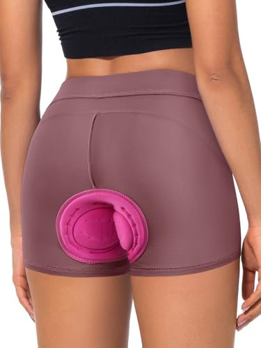 BERGRISAR Fahrradunterhose Radunterhose für Damen Gepolstert Fahrradhose Radlerhose mit 4D Sitzpolster Atmungsaktive Stoßfeste Rosa XL
