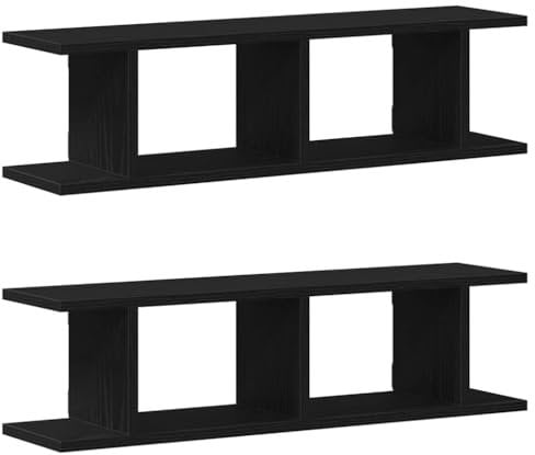 vidaXL Wandregale 2 STK. Schwarz Eichen-Optik 75x18x20cm Holzwerkstoff, Schweberegal, schwebendes Regal, Hängeregal, Wandboard, Regal, Regalbrett