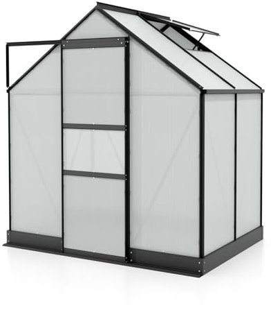 Vitavia Gewächshaus Apollo 2500, schwarz, 2,5 m², 4 mm HKP | Wetterfestes & stabiles Treibhaus | Perfekt für Gemüse & Pflanzen | Robust & langlebig
