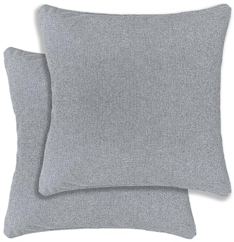 Enhanced Living Austin/Dallas Cushion Cover Pair Grey 43x43cm | Textured Linen Look Cushion Covers Piped Edge, Double-Sided, Zip Opening, Covers Only, No Inserts