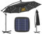 Parasol de Jardin Exterieur 3.5M LED Solaire ,Parasol Déporté Hexagonale,Parasol à Manivelle avec Base Croisée,Anti-UV,8 Baleines à Double Couche,Parasol Inclinable pour Plage Balcon Patio,Gris
