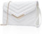 Larcenciel Clutch Weiß, Veganes Leder Handtaschen mit Handgelenkst & Kette, Elegant Gesteppte Umschlag Abendtasche, Mode Umhängetasche Crossbody Tasche für Hochzeit Party Prom Date Bankett, 23x16x6CM