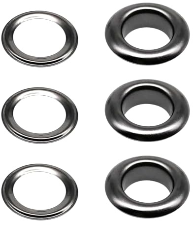 LKXHarleya 50 Juegos de Ojales Redondos de Metal de 6 mm con arandela para Zapatos, Ropa, Bolsos, Lonas, Cortinas y Manualidades (Negro Pistola).
