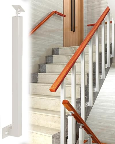 Elitix Garde Corps Escalier Métal Carré Garde Corps Interieur Montage Latéral, Garde Corps Terrasse Support de Rail D'escalier, Rampe Escalier Kit de Fixation Rail à Poteau(White,40pcs)
