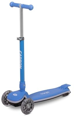 TOYZ Carbon - Roller Kinder 3 Jahre - Scooter Kinder - mit Balance-Steuerung und leuchtenden Rädern - Höhenverstellbar - Kinderroller, Dreirad, Kinderscooter - Leicht und Faltbar - Hellblau