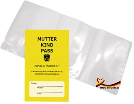 Olanmarp Mutter-Kind-Pass Hülle ÖSTERREICH, transparent, MKP | Schutzhülle österreichischer Mutterpass, Weichfolie, Einstecktaschen, Extrafach – ideal für werdende Mamas