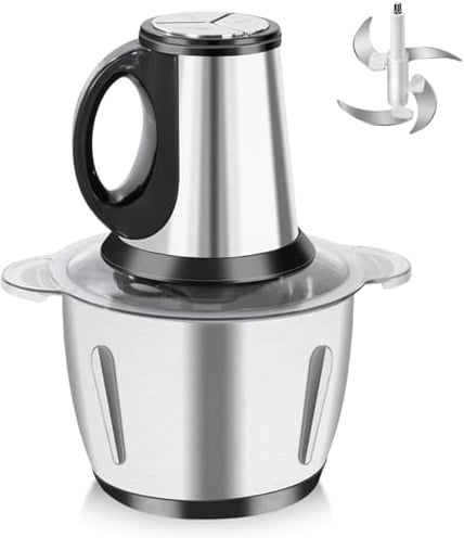 Zerkleinerer Elektrisch Mini, 2L Multizerkleinerer Elektrisch-Food Processor 300W 3 Geschwindigkeiten, Zerkleinerer Küche für Fleisch/Gemüse/Obst/Nüsse/Babynahrung