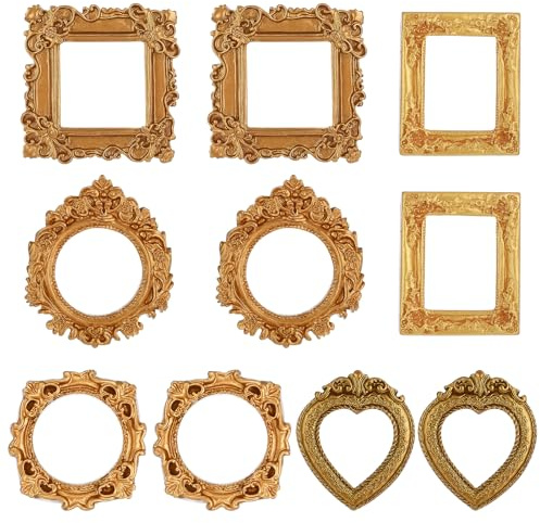 10 Stück Vintage-Bilderrahmen aus Kunstharz,Mini Retro Fotorahmen,Kleine Bilderrahmen Im Barockstil,Mini-Schmuck-Display-Rahmen für DIY Foto Schmuck Display Rahmen Wandbehang Schreibtisch Heimdeko