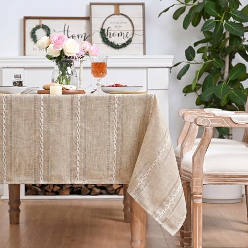 Artoid Mode Boho Braun Baumwollmischung Tischdecke Rechteckig 140x110 cm, Landhausstil Abwaschbar Tischwäsche Küche Urlaub Party Dekor