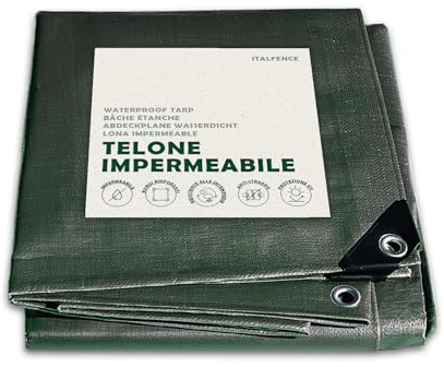 Telone impermeabile PE 250 g/m² verde, occhiellato rinforzato [4 x 6 m]