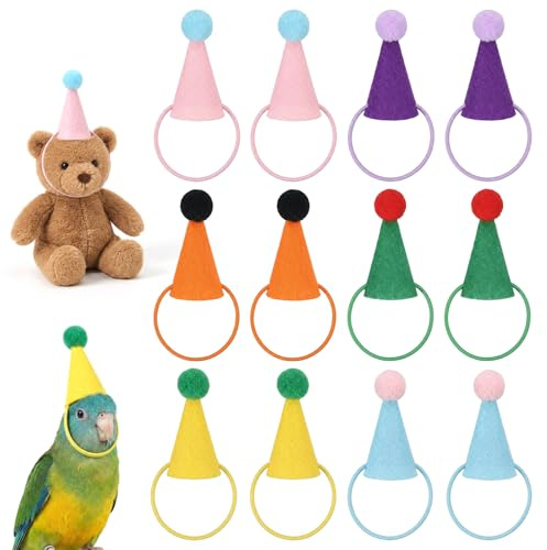 Yuomeaz 12 Stück Partyhüte für Kuscheltiere, Kegelförmige Mini-Partyhüte, Bunte Kleine Geburtstagshüte für Kuscheltiere, Spielzeug, 6 Farben