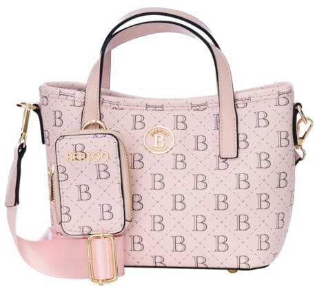 BERTOO Sara Umhängetasche Damen - Rosa, Kunstleder, 25x17x10 cm | Italienisches Design