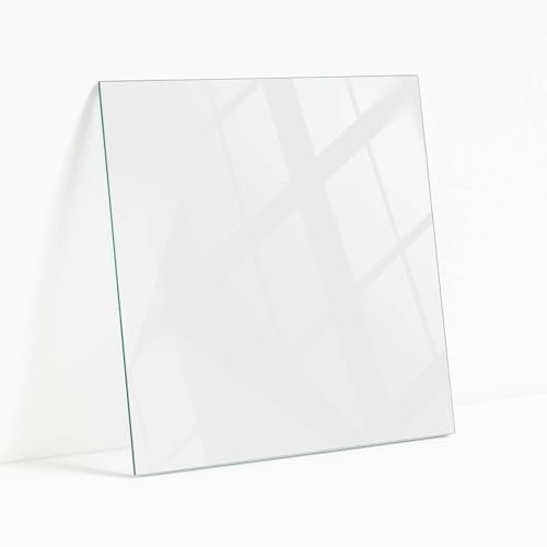 Vassoio in Vetro Quadrato 60x60 cm | Lastra di Protezione | Installazione Semplice | Con Cuscinetti Antiscivolo | Superficie Liscia | Per Tavoli Mobili Fai Da Te | Decorativo - Bianco Liscio