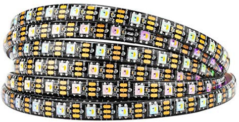 BTF-LIGHTING RGBW RGBWW Warmweiß SK6812 (ähnlich WS2812B) 5m 60leds/pixels/m Individuell adressierbar Flexibel 4 farbe in 1 LED Traumfarbe LED Streifen Wasserdicht IP65 DC 5V Schwarz PCB