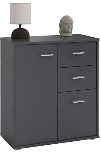 IDIMEX Buffet Salle à Manger Remy L 60 cm Gris Mat avec 2 Portes et 2 tiroirs, bahut Bas, Meuble de Rangement Style Moderne, Commode vaisselier 60 x 70 x 30 cm