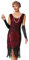 VILOREE 1920 Pailletten verschönert Quasten Falten Flapper Damen Mini Kleid Party Gastby Motto Burgunder Schwarz S