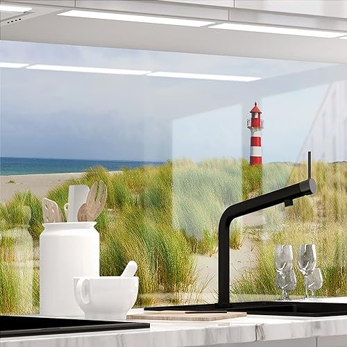 StickerProfis Küchenrückwand selbstklebend Glasoptik - NORDSEE - 1.8mm, Versteift, alle Untergründe, Hart PET Material, Premium 60 x 400cm