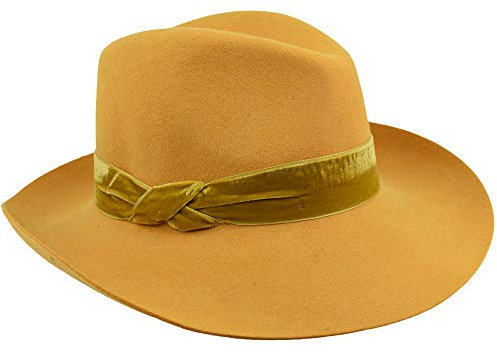 Melegari Damenhut Fedora Frankfurt mit Filz aus Wolle, wasserdicht, hergestellt in Italien, Herbst/Winter.