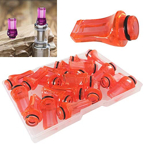 CESFONJER 20 Pcs 510 Plastic Drip Tips 510 Bocchini 28mm Lunghezza (Gocciolatore piatto rosso)