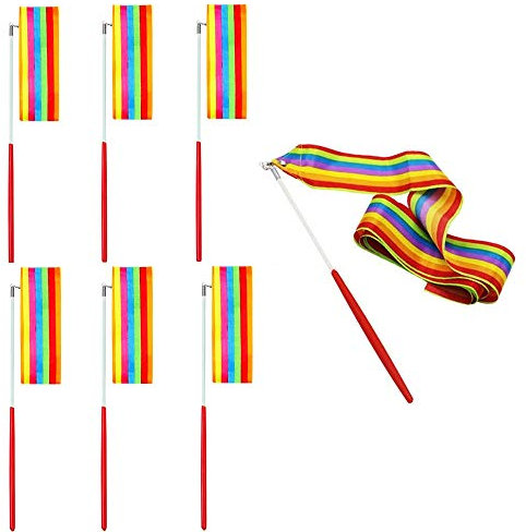 Nastri di Ballo,6 Pezzi Nastri da Danza 2 Metri Ginnastica di Ballo per Bambini Dancing Artistico,Baton Twirling,Ginnastica