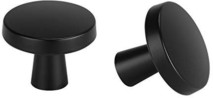 LONTAN Mushroom Door Knobs - 20 Pack Stainless Steel Black Drawer Knobs for Kitchen, Cabinet, Round Cupboard, LS5310BK