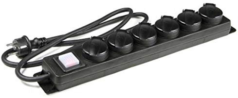 6-Fach Schuko Mehrfach Steckdosenleiste beleuchteter Schalter IP44 - H07RN-F 3x1,5 mm² (für den Außenbereich und den Einsatz auf Baustellen)